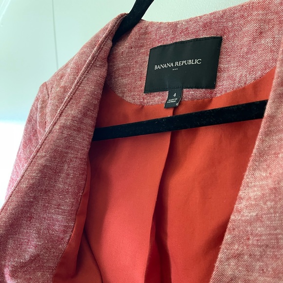 Banana Republic Linen Tie Waist Blazer in Nebula Orange - Picture 5 of 6